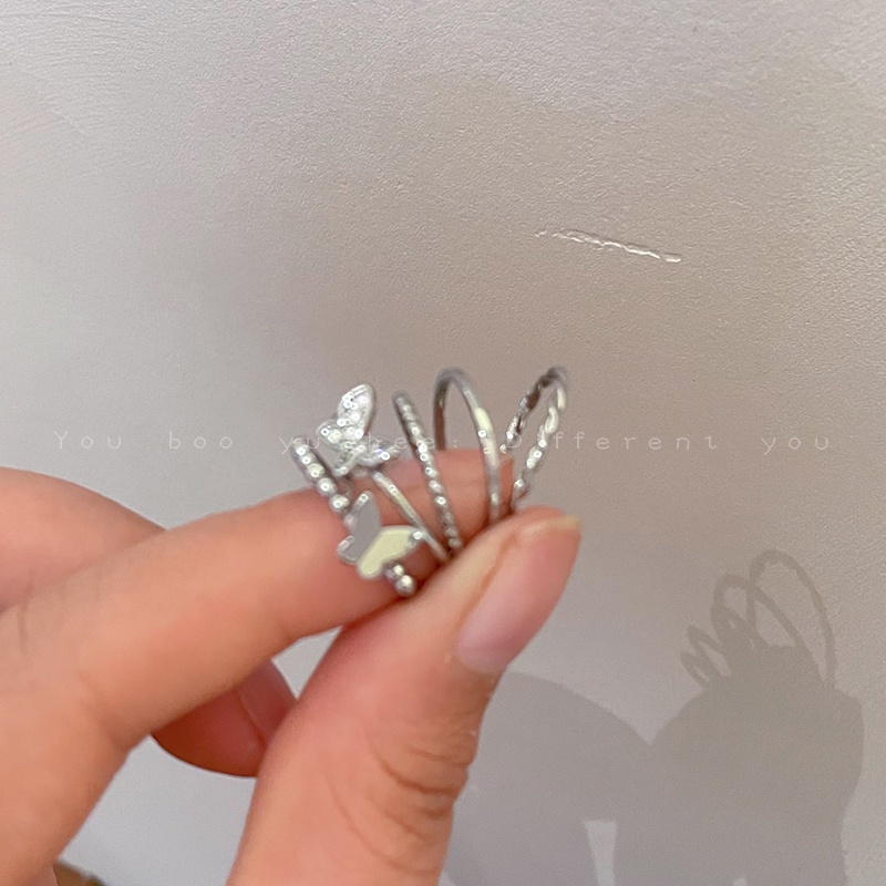 Bộ Nhẫn Đeo Ngón Tay Họa Tiết Bướm Thời Trang Sành Điệu Cho Nữ