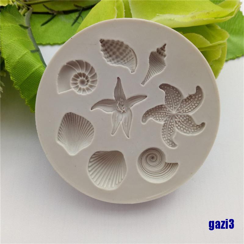 Khuôn Silicon Làm Bánh 3 Ngăn Hình Ốc Sên / Vỏ Sò / Sinh Vật Biển