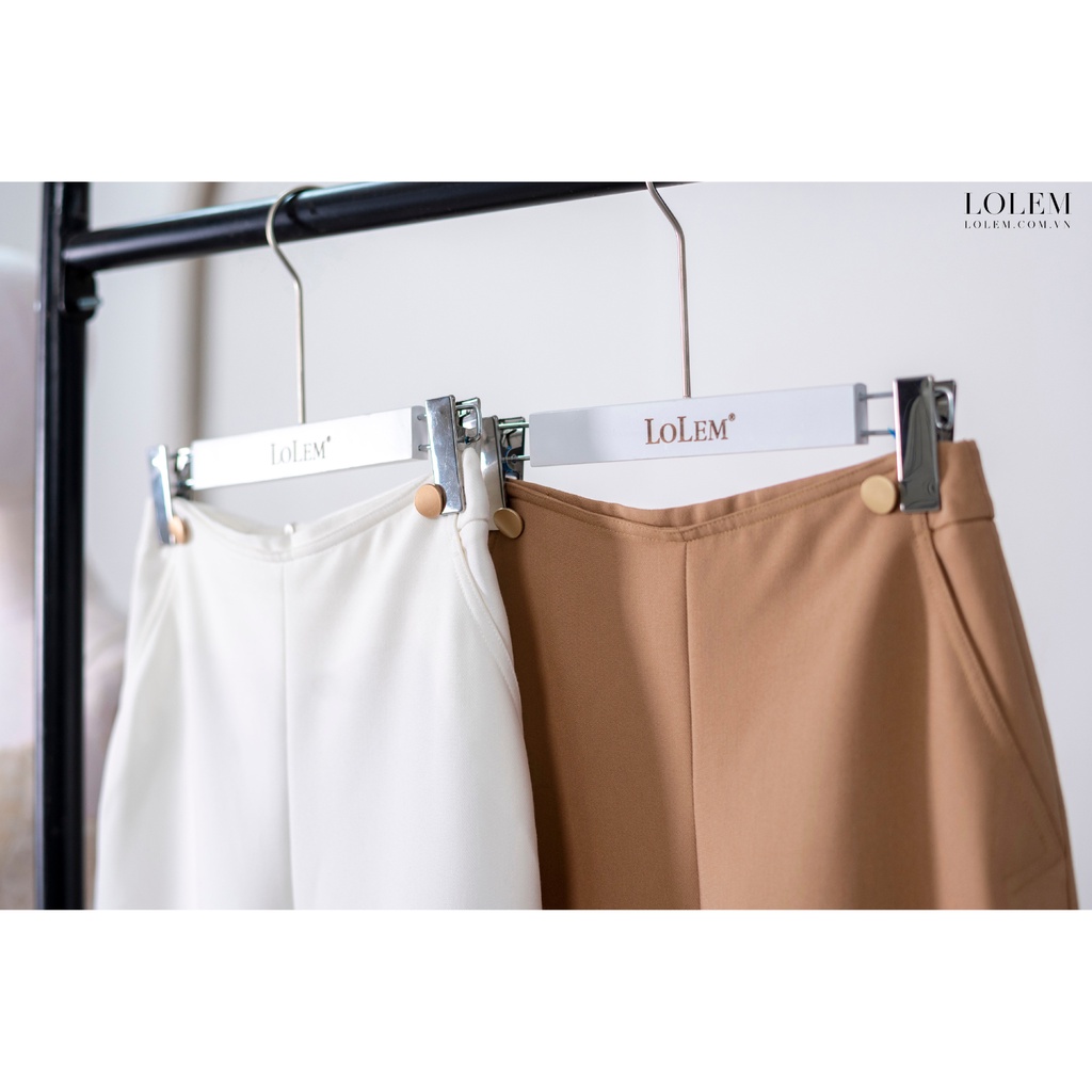 Quần ống suông LOLEM QOS042 đính 2 nút đồng vải chéo xước mềm mại