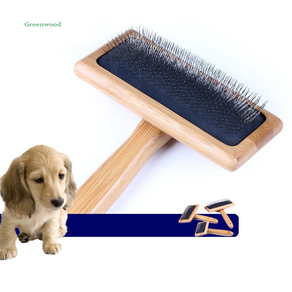 Lược chải lông cho thú tay cầm bằng gỗ tiện dụng