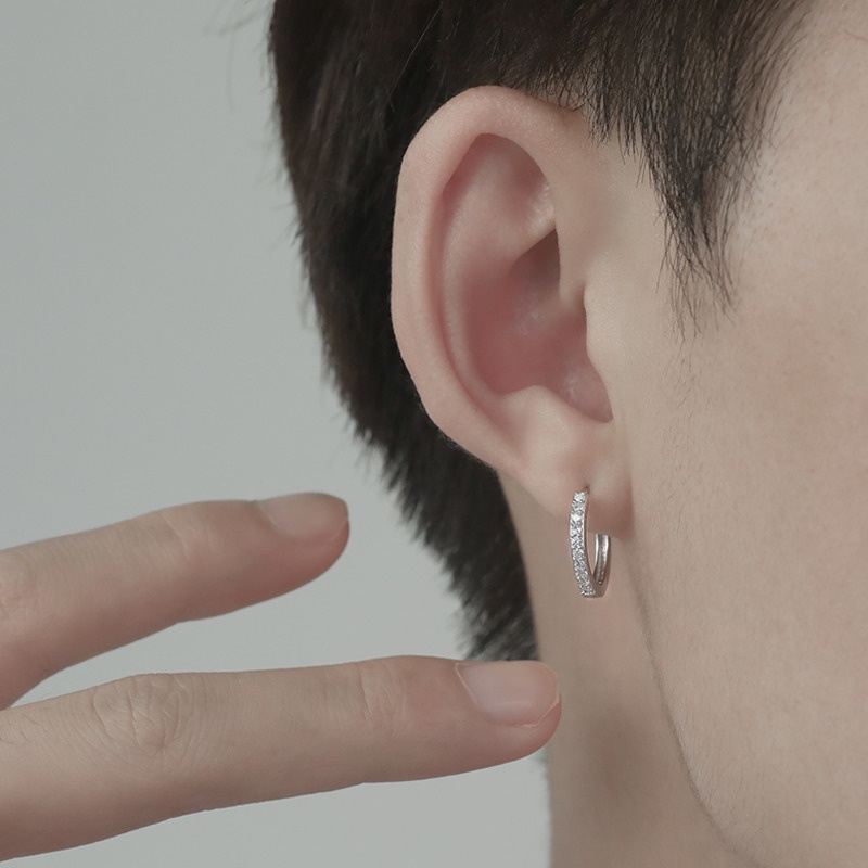 Khuyên Tai Đính Đá Phong Cách Hiphop Đơn Giản Thời Trang Cho Cặp Đôi