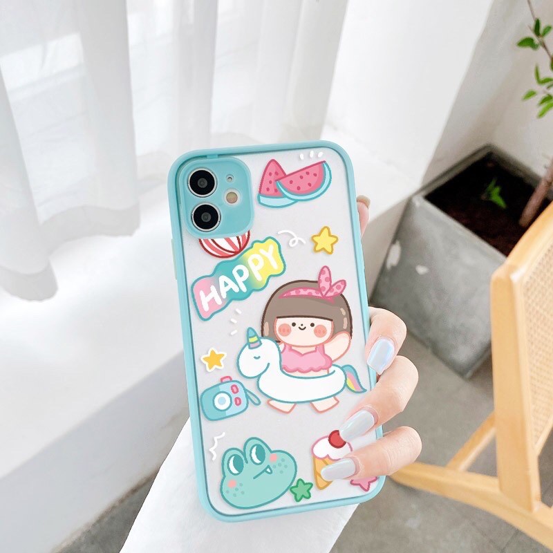 Ốp lưng iphone YuAn Cute nhám viền nổi cong 5/5s/6/6plus/6s/6splus/7/7plus/8/8plus/x/xr/xs/11/12/pro/max/plus/promax