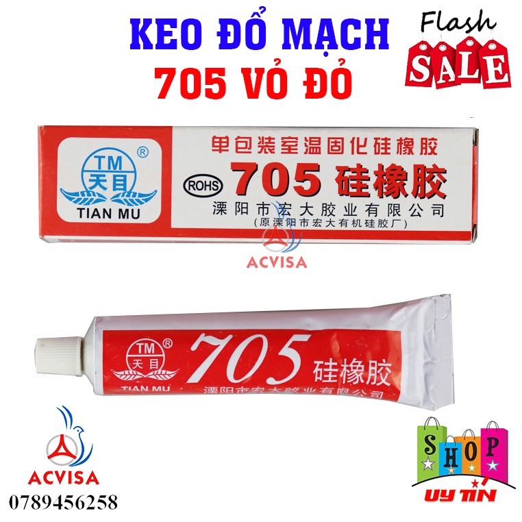 Keo Đổ Mạch 705 vỏ đỏ - Keo mầu trong suốt