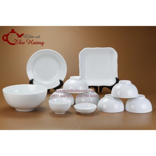 Bộ đồ ăn Bát Tràng men trắng (chọn 6 set)