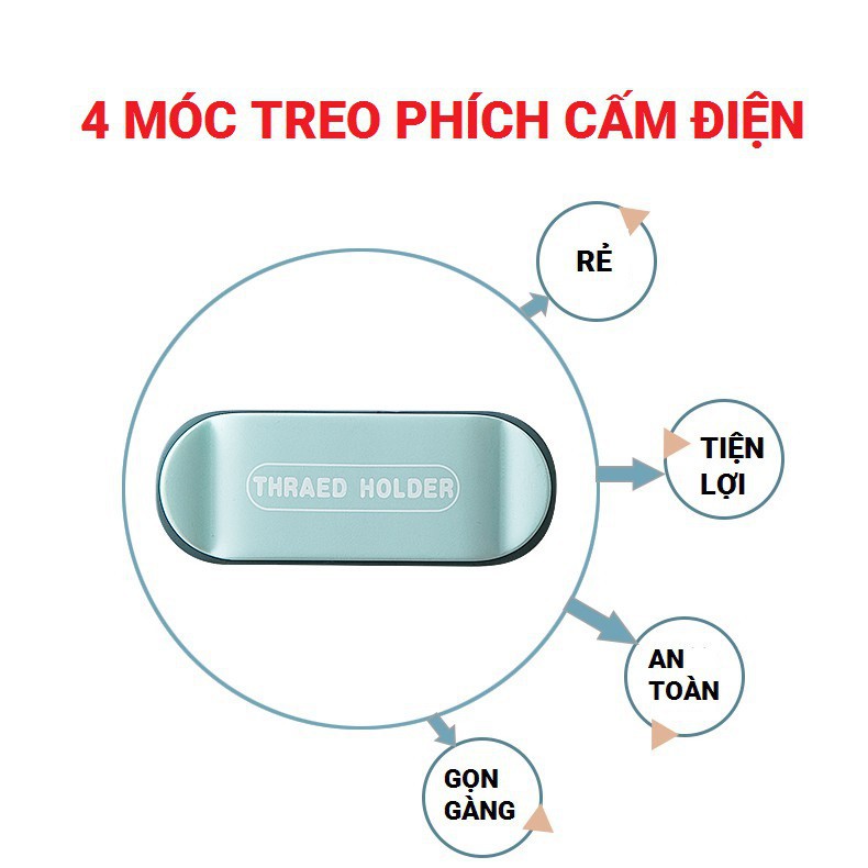 Móc Kẹp Giữ Dây Điện Cáp Sạc Gọn Gàng Dán Tường Cố Định Trang Trí