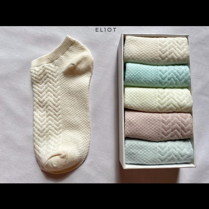 Tất, vớ ngắn cổ len vặn thừng Pastel Hàn Quốc