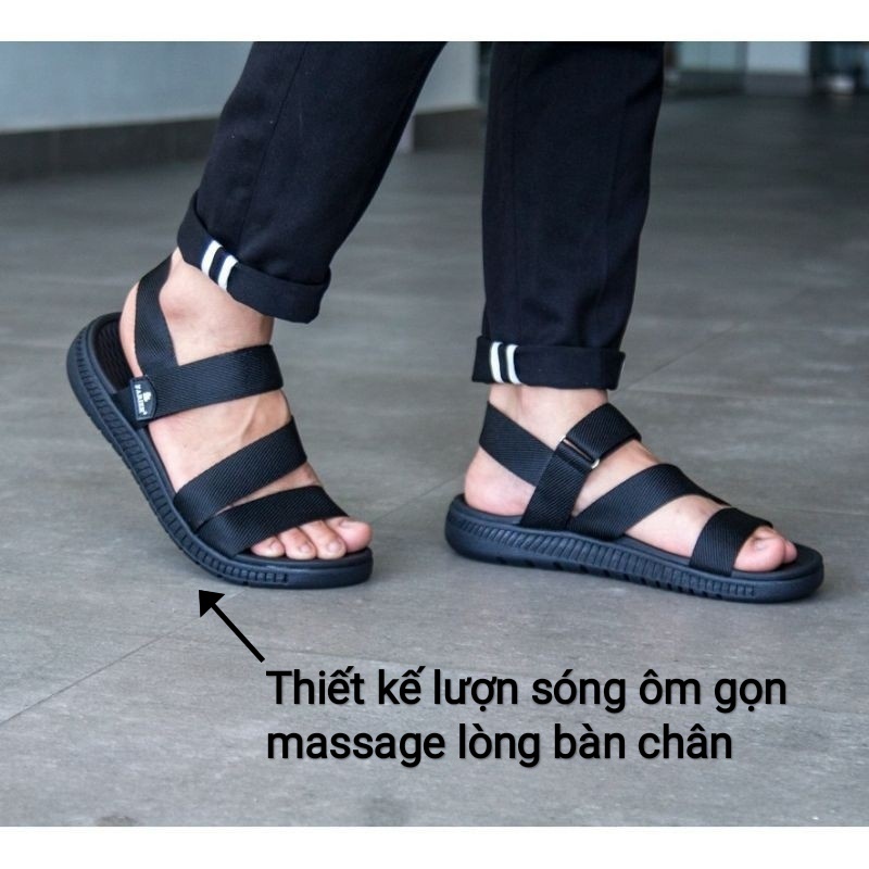 FACOTA giày dép sandal nam, nữ đen mang đi chơi đi học HA01