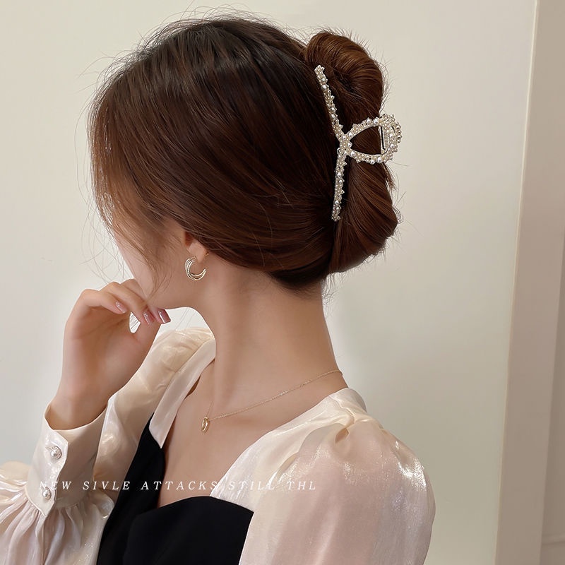 Kẹp Tóc Đính Ngọc Trai Thiết Kế Lưng Độc Đáo Thời Trang Cao Cấp Cho Nữ