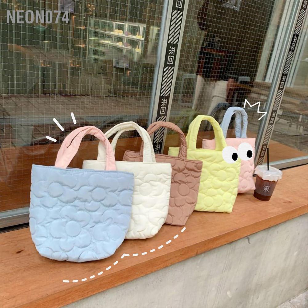 Túi Tote Xách Tay Bằng Polyester Neon074 Họa Tiết Hoa Dễ Thương Thanh Lịch Cho Nữ