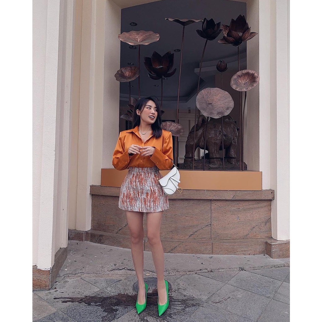 ZUKY CLOTHING - Chân váy chữ A chất liệu Bố gấm phù hợp đi tiệc đi chơi