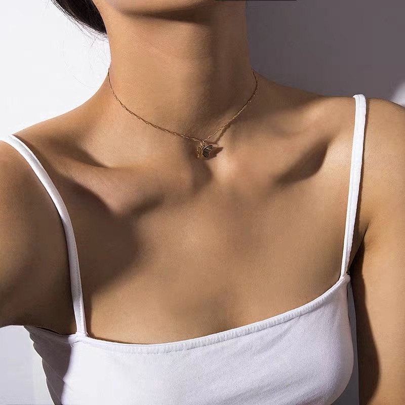 Set Dây Chuyền Và Khuyên Tai Hình Bướm Xinh Xắn Dành Cho Nữ