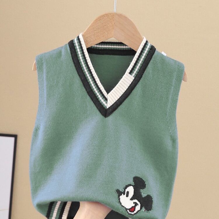 Áo sweater Dệt Kim Không Tay Phong Cách Thời Trang Xuân Thu Mới Cho Bé Trai Và Bé Gái