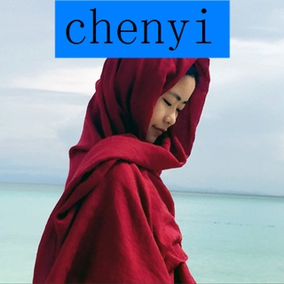 Khăn choàng cổ vải cotton lanh họa tiết thổ cẩm phong cách Tây Tạng thời trang mùa hè cho bạn nữ