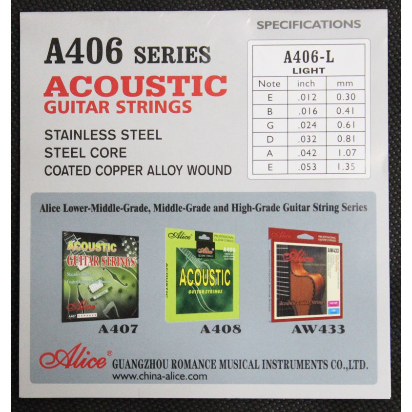 Dây Đàn Guitar Acoustic Alice Rồng A406P