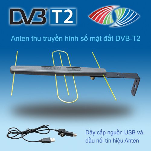 Anten kỹ thuật số DVB T2 có mạch khuếch đại Tặng kèm dây cấp nguồn và 15m dây cáp đồng trục GRO V2