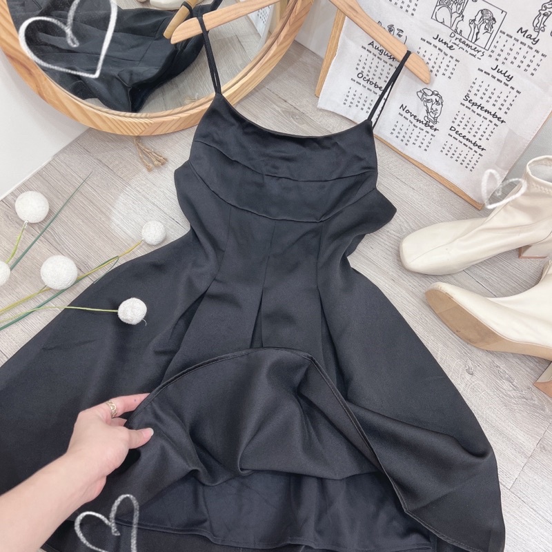 ĐẦM 2 DÂY CỔ ĐỖ FORM XOÈ KÈM LÓT - KÈM HÌNH THẬT