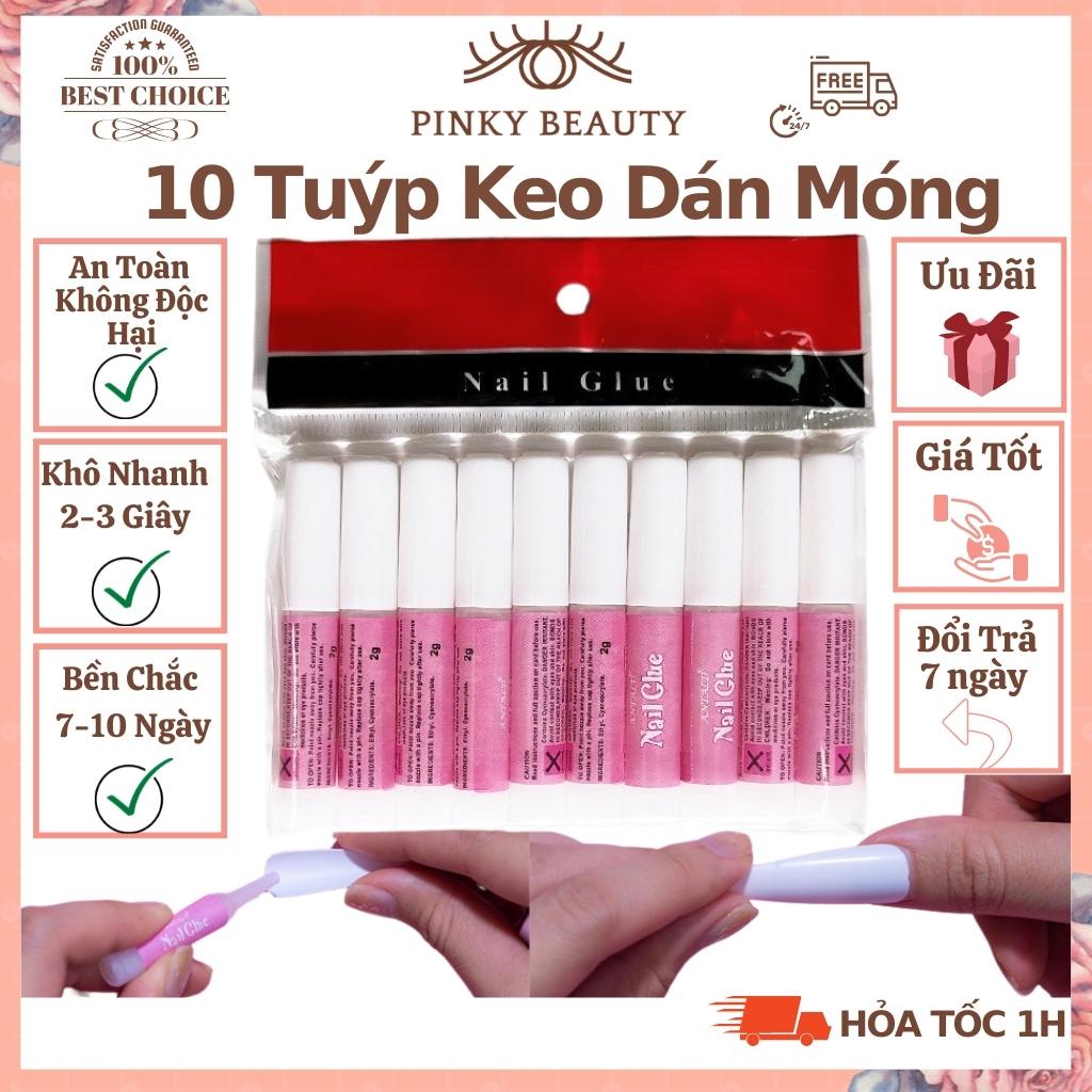 Set 10 Tuýp Keo Dán Móng Giả Nail Glue Chính Hãng, Keo Dán Móng, Dính Móng Tuýp 2g Pinky Beauty Tiện Lợi Bền Chắc