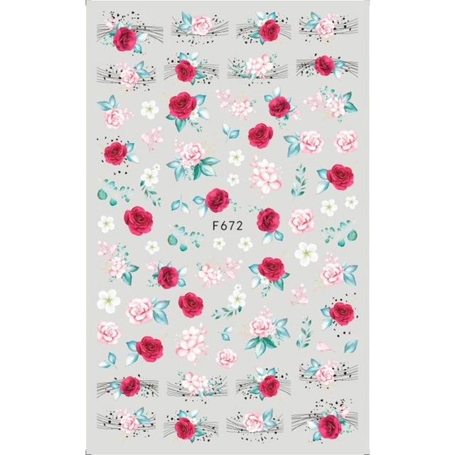 Miếng Dán Trang Trí Móng Tay Hình Hoa Hồng Và Bướm Màu Sắc Retro