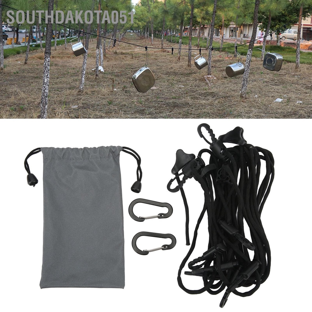 Southdakota051 Dây treo cắm trại Chiều dài 5M Lều ngoài trời buộc Móc Đồ đa chức năng đeo có móc
