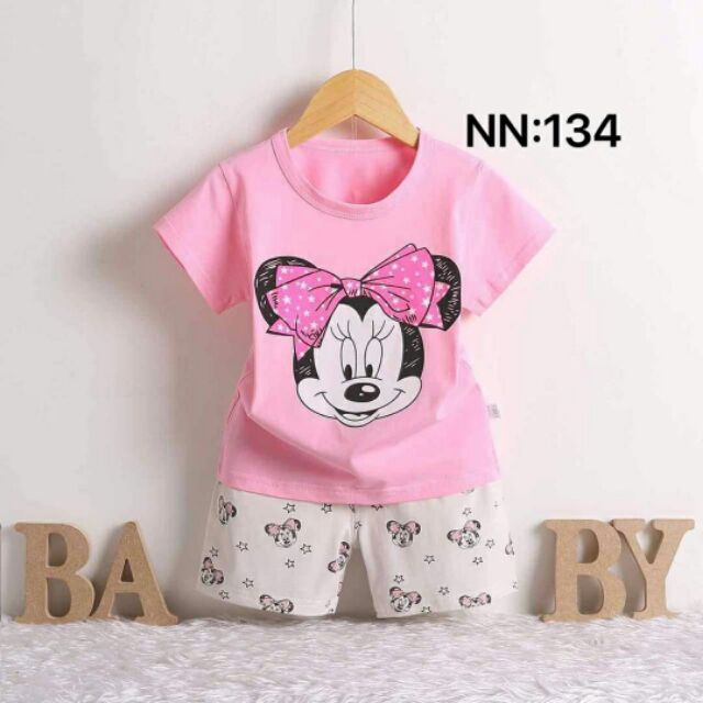 Bộ cotton bé gái xinh iu