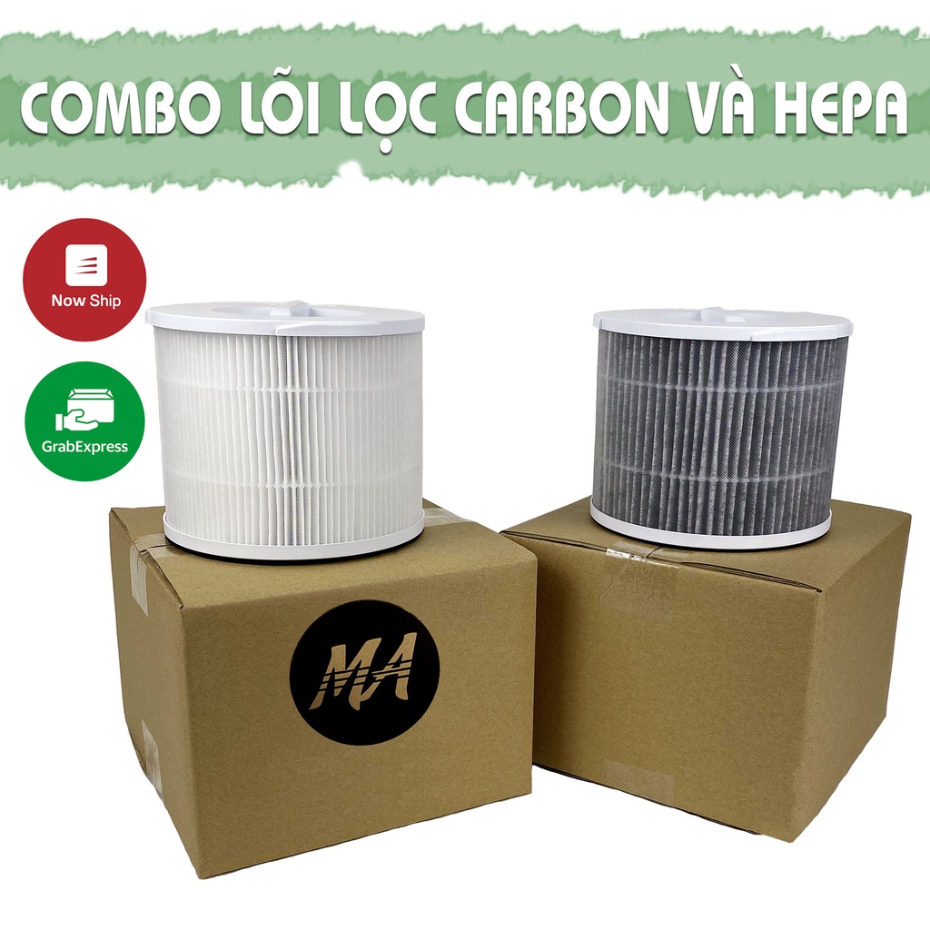 Combo 2 màng lọc không khí Hepa lọc bụi mịn và lõi lọc Carbon than hoạt tính khử mùi MaxAir MA025