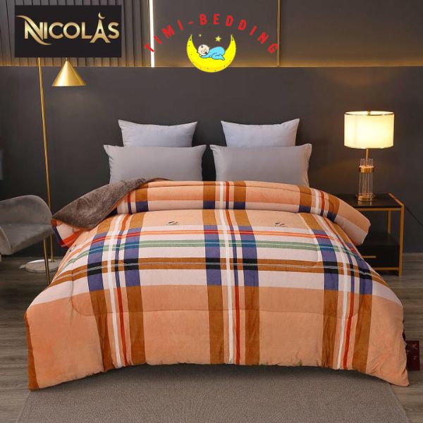 Chăn lông cừu Pháp họa tiết - Siêu ấm, nhẹ, không xổ lông - Timibedding