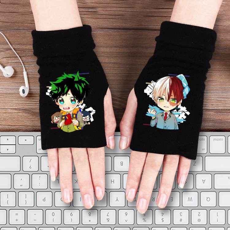 Găng tay len My Hero Academia Học Viện Anh Hùng Boku No Hero Academia Midoriya Izuku Deku Todoroki Shouto anime chibi