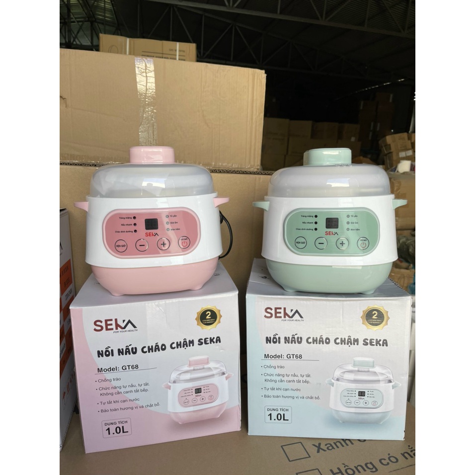 Nồi Nấu Cháo Chậm Cho Bé Ăn Dặm SEKA. Nồi Hầm Cháo, Kho Cá Chậm, Hầm Cách Thủy, Ninh Cháo Cho Bé 4 In 1,Hàng chính hãng