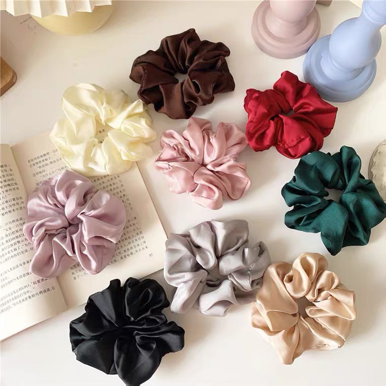 Dây Buộc Tóc Scunchies Các Màu Vintage Ảnh Thật