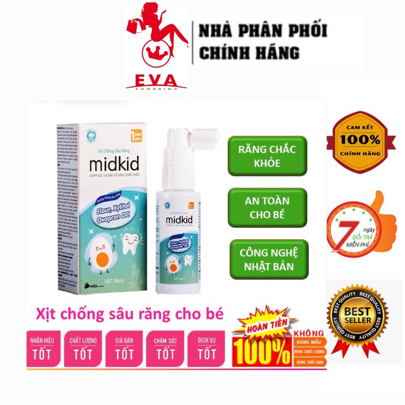 Xịt chống sâu răng Midkid - Ngừa sâu răng, hôi miệng, ố vàng răng cho bé (Lọ 30ml)