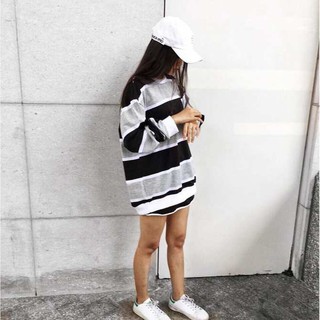 Áo Sweater Sọc Ngang Xám Đen