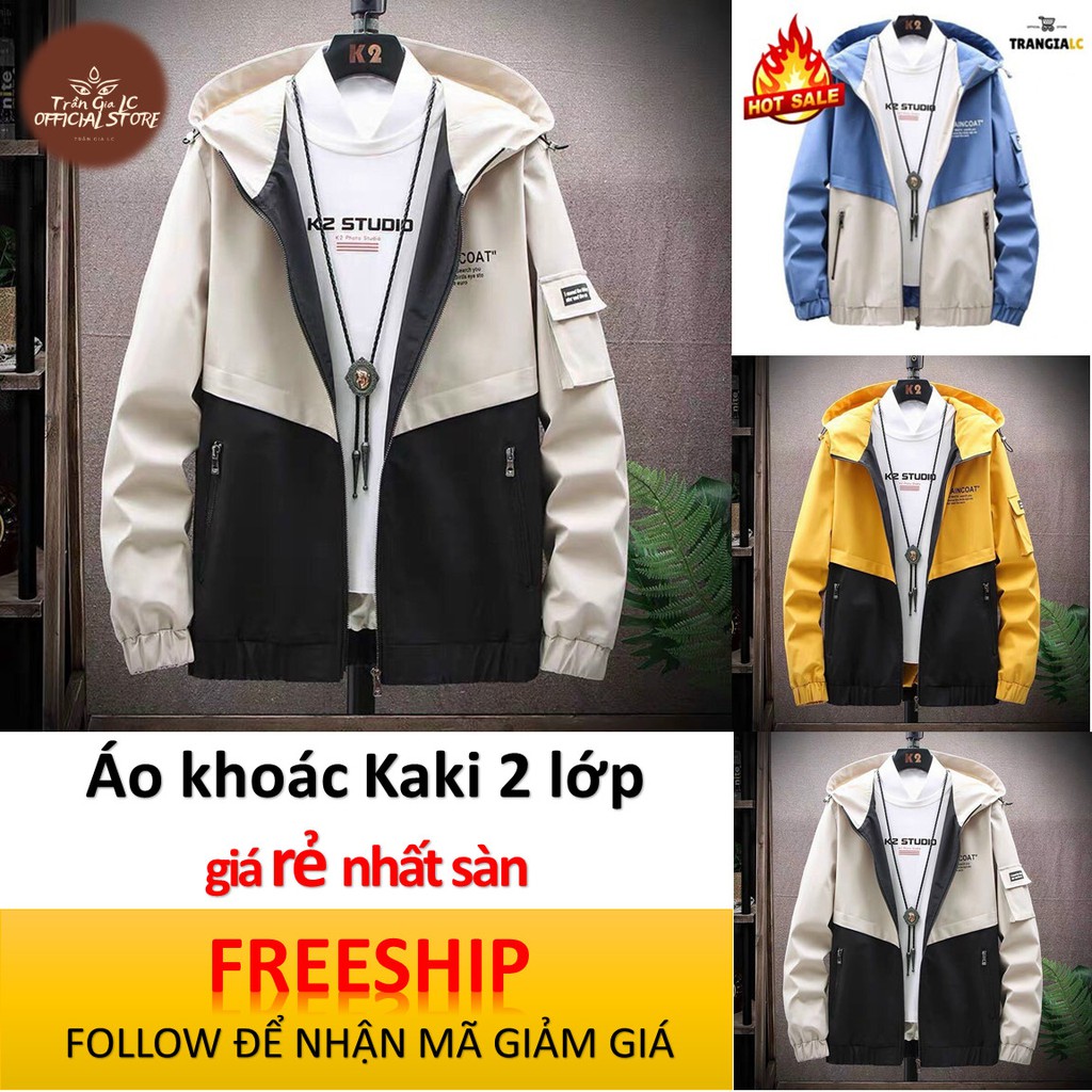 Áo khoác Kaki UNISEX NAM NỮ phối màu 2 LỚP chất vải cao cấp mùa đông lạnh - bao đổi trả