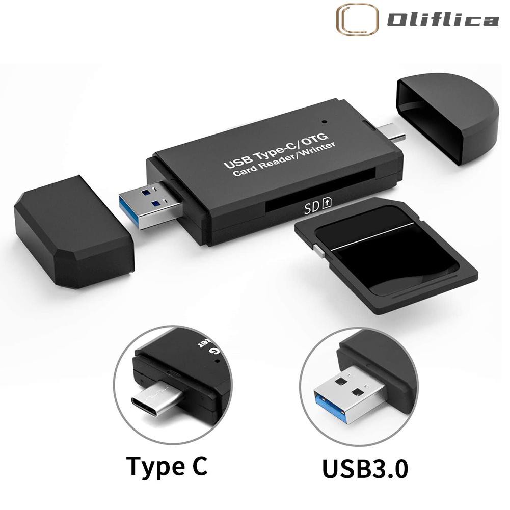 Mới Đầu Đọc Thẻ Nhớ Usb 3.0 Type C / Usb / Micro Usb / Tf 5 Trong 1 Đa Năng 2021