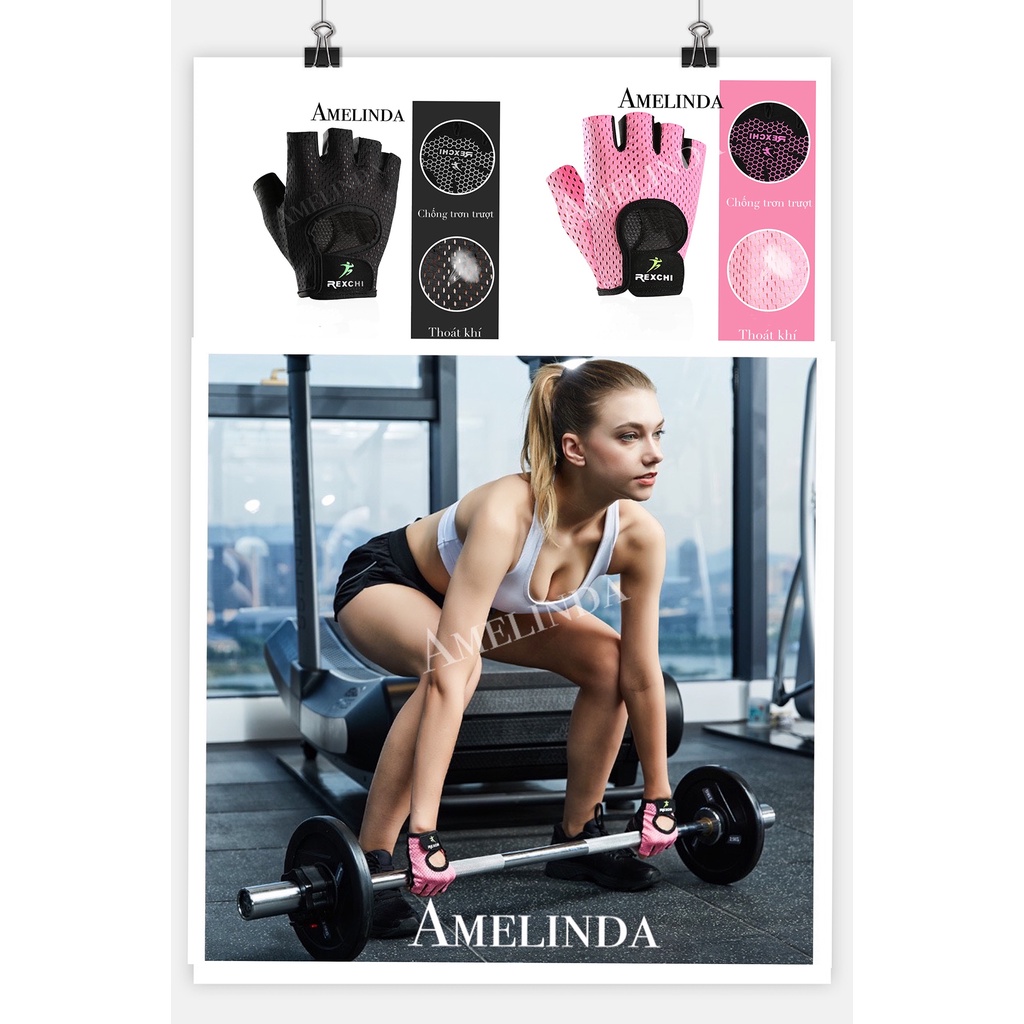Găng tay tập gym hở nửa ngón nữ nam bao tay tập gym tạ xà đơn yoga