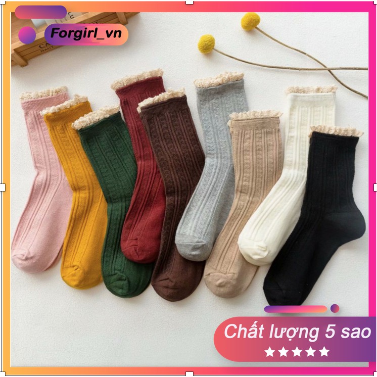 Tất bèo vintage cao cổ nhiều màu