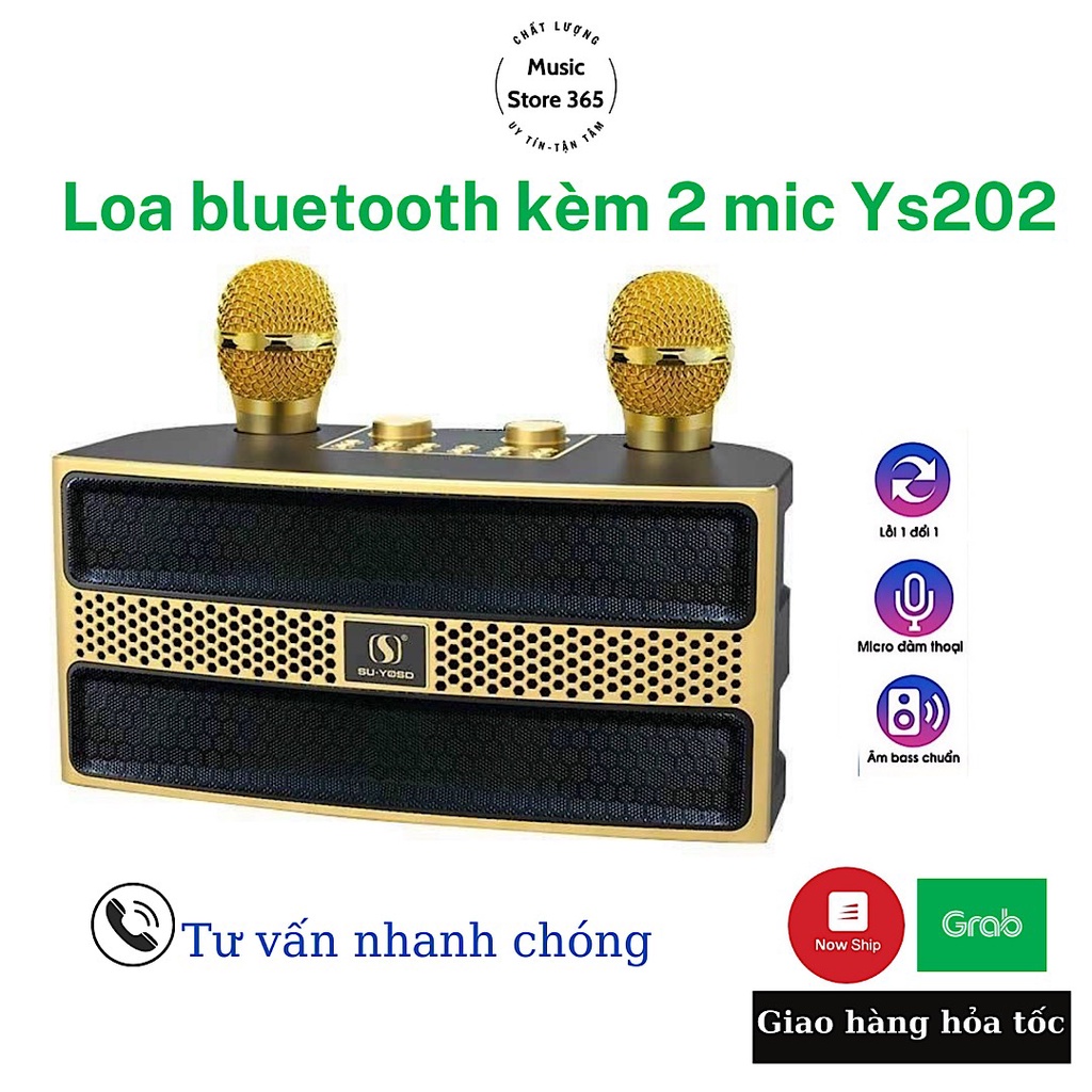 Loa Karaoke Bluetooth YS 202 Kèm 2 Micro Không Dây, Âm Thanh Siêu Hay, Thiết Kế Sang Trọng Nhỏ Gọn Tiện Lợi, Dễ Sử Dụng.