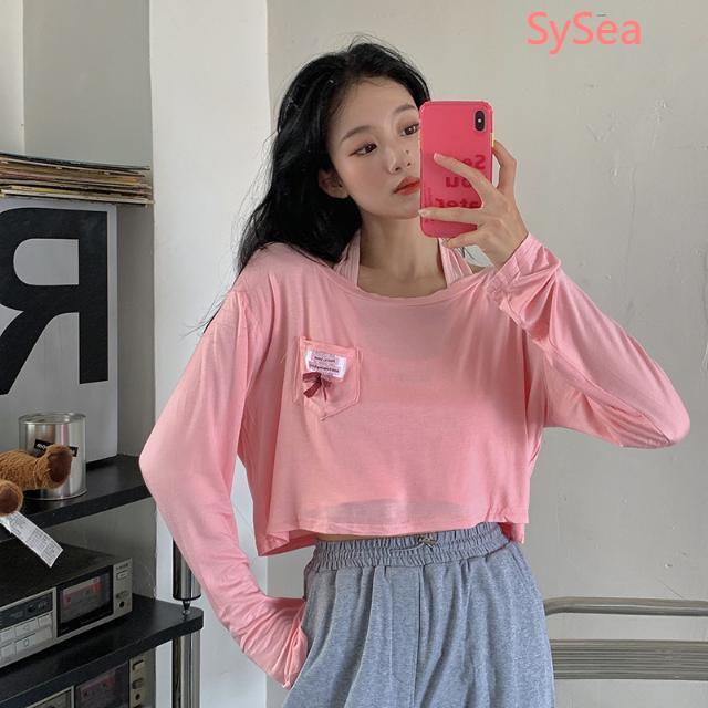 Bộ áo cổ yếm và áo dài tay dáng rộng thời trang cho nữ