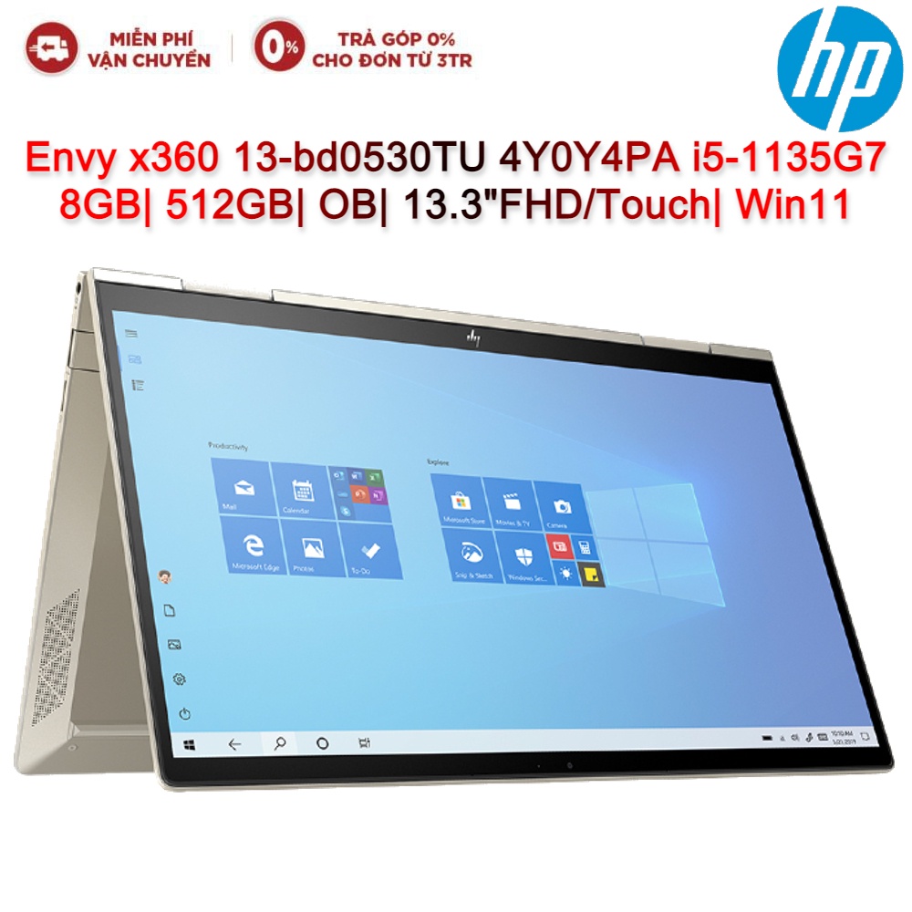 [Mã ELHP15 giảm 10% đơn 15TR] Laptop HP Envy x360 13-bd0530TU 4Y0Y4PA i5-1135G7| 8GB| 512GB| OB| 13.3&quot;FHD/Touch| Win11