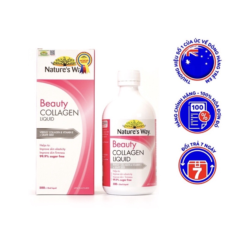 Collagen Dạng Nước Bổ Sung Collagen Thủy Phân Giúp Sáng Da Nature's Way Beauty Collagen Liquid 500ml