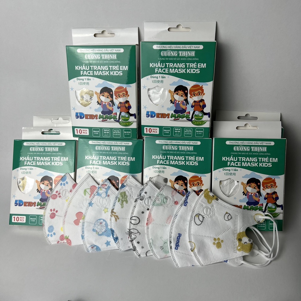 Một Thùng Khẩu Trang 5D Kids 1-4 tuổi Mask Y Tế Cường Thinh Xuân Lai Chất Dày Dặn Quai Thun Bền