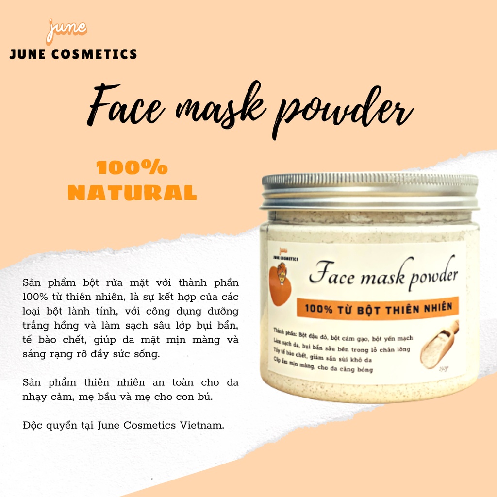 Bột Rửa Mặt Thảo Mộc Giảm Mụn Ẩn Làm Sạch Da Hộp 250gr June Cosmetics