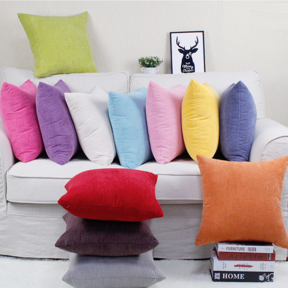 Custom size 30x50 40x40 45x45 50x50 60x60 65x65 70x70 cm Plain Corduroy Plush Soft Cushion Cover Striped Throw Pillow Case Home Sofa Room Car Office Chair Decor