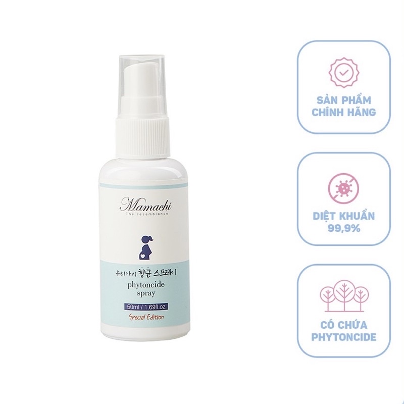 Xịt khuẩn Phytoncide tươi Mamachi thanh lọc & làm sạch không khí, đồ dùng - 50ml