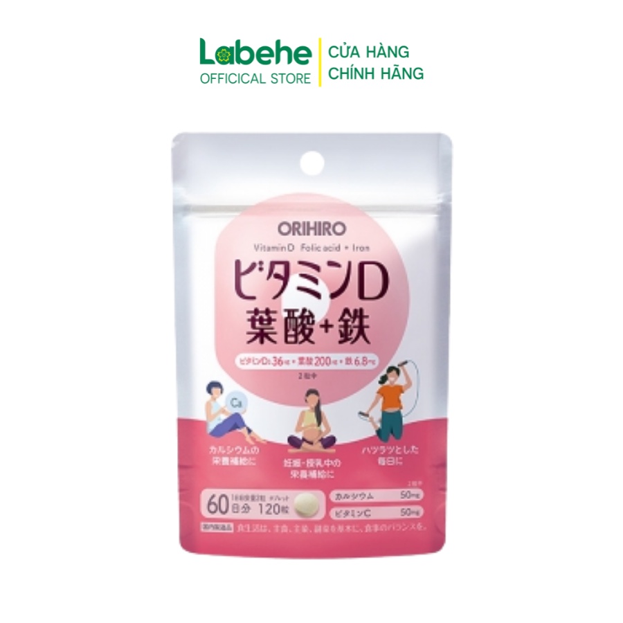 Viên uống bổ sung vitamin D axit folic sắt Orihiro 120 viên