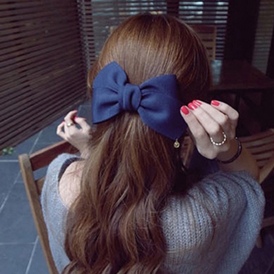 Kẹp tóc hình nơ màu trơn thời trang cho nữ