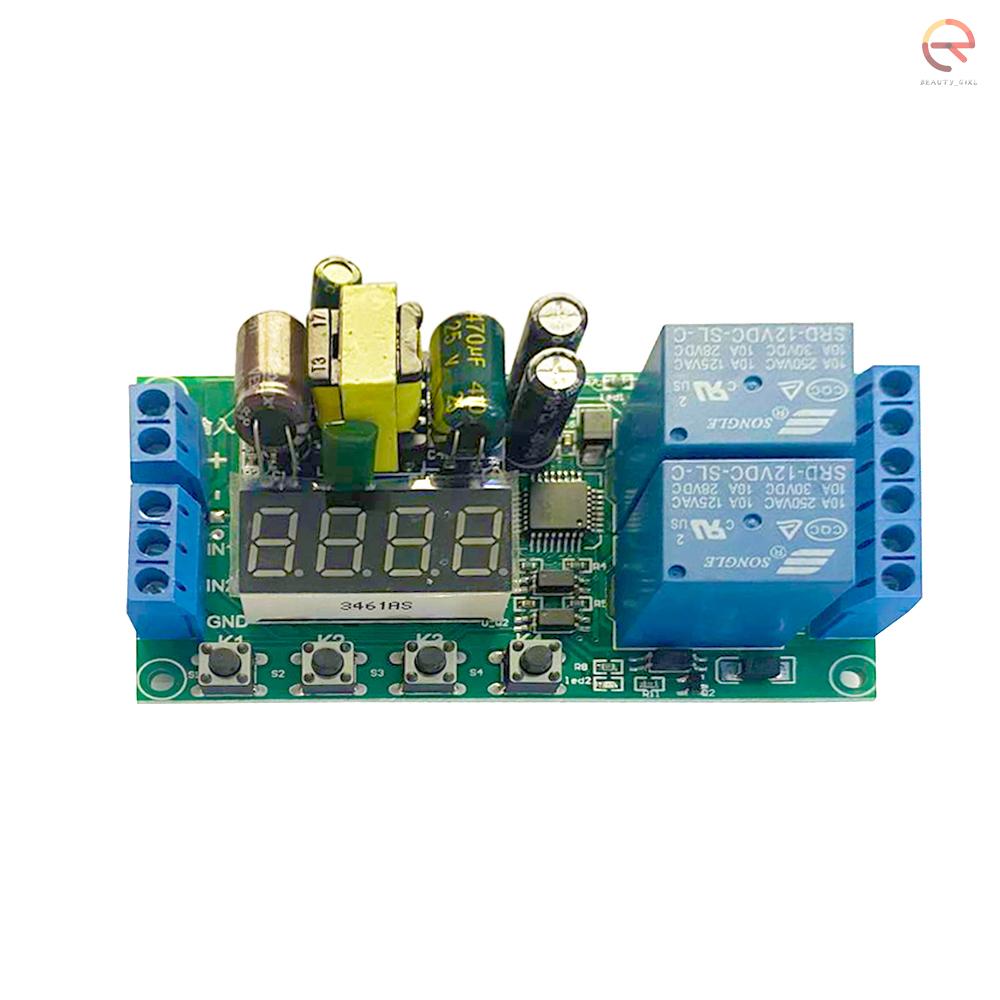 2 Channel Timer Delay Relay Module AC 220V LED Display 0.01s~999min Adjustable Pulse Trigger Power Off Circulation Timing Switch Circuit Automatic Control