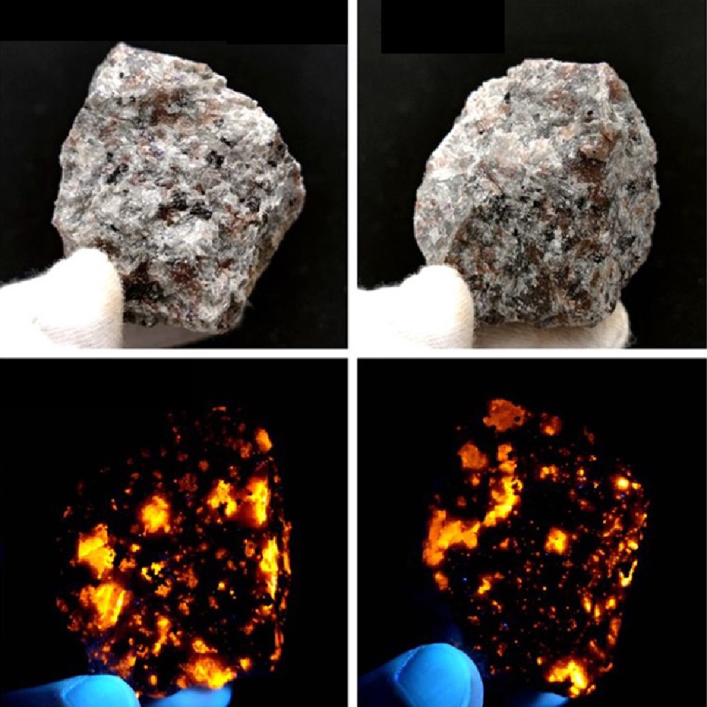 Đá lửa syenite UV chứa tinh thể thô khoáng sodalite huỳnh quang