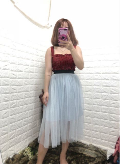 Chân váy tutu ren lưới xòe (rẻ nhất shopee, có hình thật)