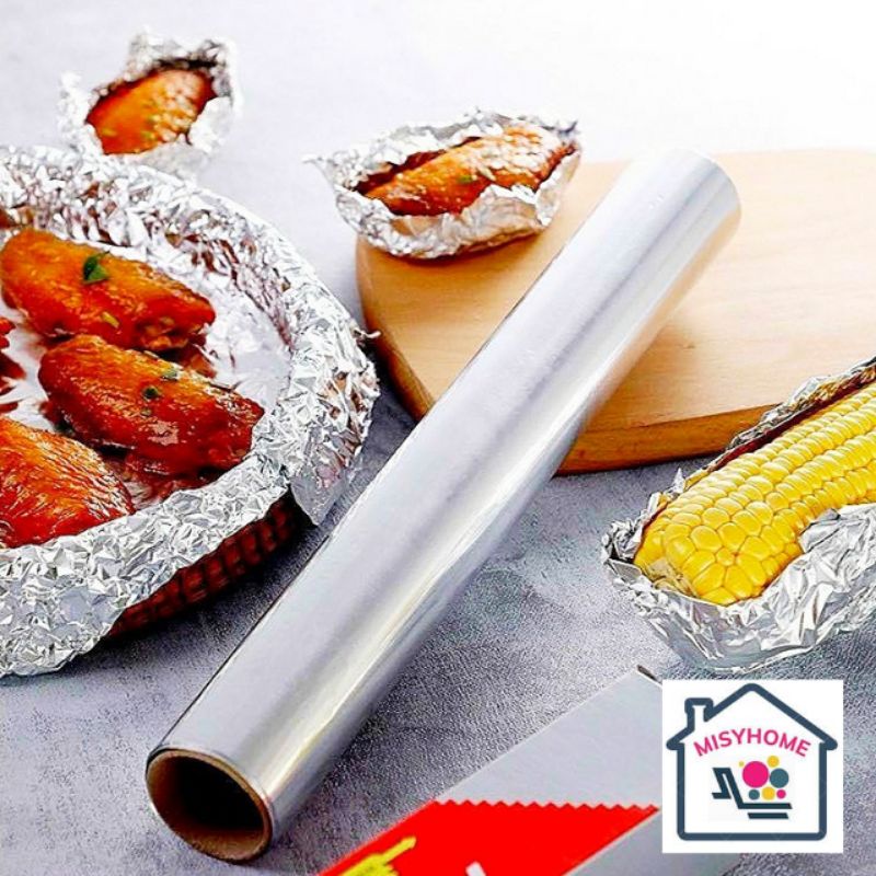 Giấy bạc nướng thịt BBQ cánh gà đùi gà khoai lang mật bọc đồ ăn gói thức ăn lót nồi chiên không dầu 30 45cm màng nhôm