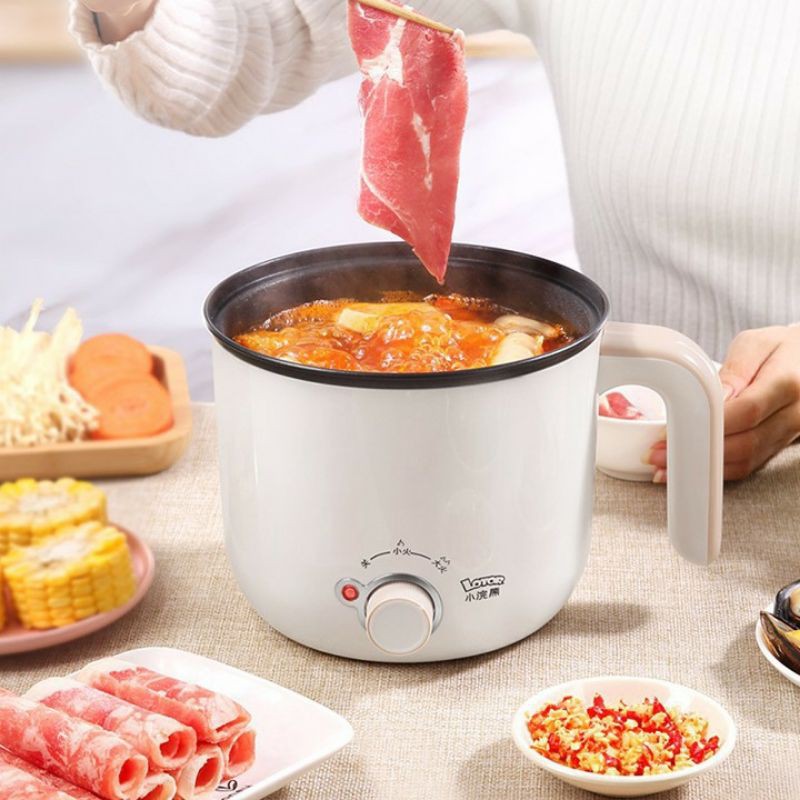 Nồi Điện Mini Đa Năng nấu mỳ tôm , nấu cháo nấu lẩu , chiên sào dùng cho sinh viên, học sinh 1.2 Lít Bear DRG-C12K1